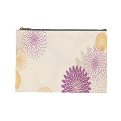 Star Sunflower Floral Grey Purple Orange Cosmetic Bag (Large) 