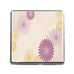 Star Sunflower Floral Grey Purple Orange Memory Card Reader (Square)