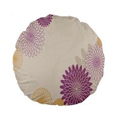 Star Sunflower Floral Grey Purple Orange Standard 15  Premium Round Cushions