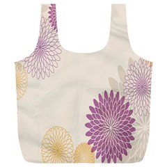 Star Sunflower Floral Grey Purple Orange Full Print Recycle Bags (l)  by Mariart