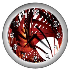 Webbing Red Wall Clocks (silver)  by Mariart