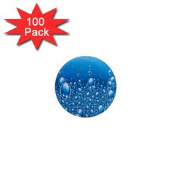 Water Bubble Blue Foam 1  Mini Magnets (100 Pack) 