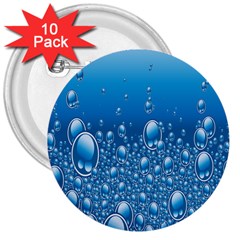 Water Bubble Blue Foam 3  Buttons (10 Pack) 