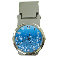 Water Bubble Blue Foam Money Clip Watches by Mariart