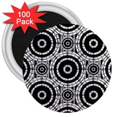 Geometric Black And White 3  Magnets (100 Pack)