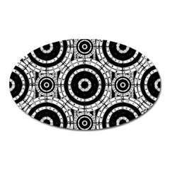 Geometric Black And White Oval Magnet by linceazul