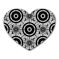 Geometric Black And White Heart Mousepads by linceazul