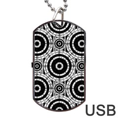 Geometric Black And White Dog Tag Usb Flash (two Sides) by linceazul