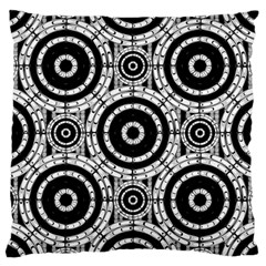 Geometric Black And White Large Cushion Case (two Sides) by linceazul