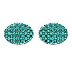 Turquoise Damask Pattern Cufflinks (oval)