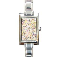 Colorful Seamless Floral Background Rectangle Italian Charm Watch by TastefulDesigns