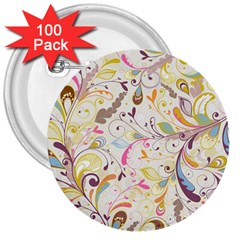 Colorful Seamless Floral Background 3  Buttons (100 Pack)  by TastefulDesigns