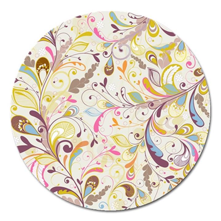 Colorful Seamless Floral Background Magnet 5  (Round)