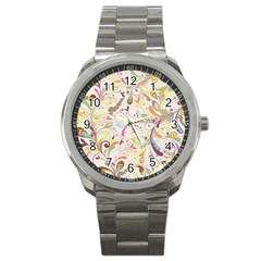 Colorful Seamless Floral Background Sport Metal Watch by TastefulDesigns