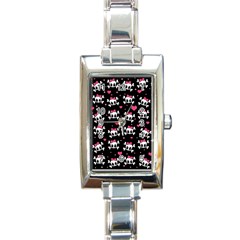 Cute Skulls  Rectangle Italian Charm Watch by Valentinaart