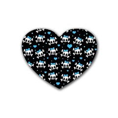Cute Skulls  Rubber Coaster (heart)  by Valentinaart