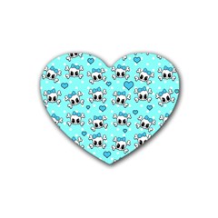 Cute Skull Rubber Coaster (heart)  by Valentinaart