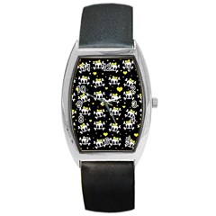 Cute Skull Barrel Style Metal Watch by Valentinaart