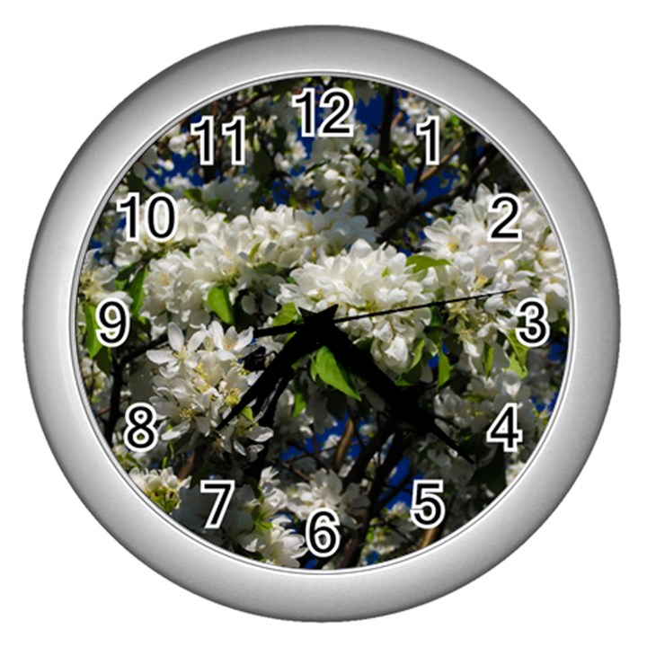 Floral Skies 2 Wall Clocks (Silver) 