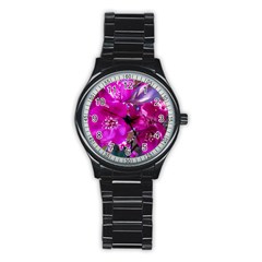 Pretty In Fuchsia Stainless Steel Round Watch by dawnsiegler