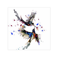  Colorful Love Birds Illustration With Splashes Of Paint Small Satin Scarf (square)