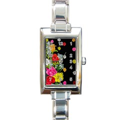 Floral Rhapsody Pt 4 Rectangle Italian Charm Watch by dawnsiegler