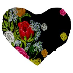 Floral Rhapsody Pt 4 Large 19  Premium Flano Heart Shape Cushions by dawnsiegler