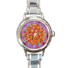 Floral Sphere Round Italian Charm Watch by dawnsiegler