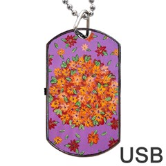 Floral Sphere Dog Tag Usb Flash (one Side) by dawnsiegler