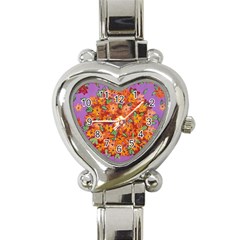 Floral Sphere Heart Italian Charm Watch by dawnsiegler