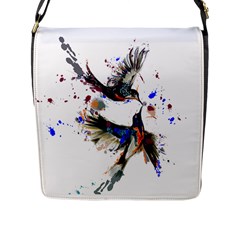 Colorful Love Birds Illustration With Splashes Of Paint Flap Messenger Bag (l) 