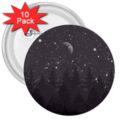 Night Full Star 3  Buttons (10 Pack) 