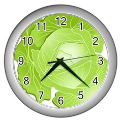 Cabbage Leaf Vegetable Green Wall Clocks (silver) 