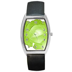 Cabbage Leaf Vegetable Green Barrel Style Metal Watch by Mariart