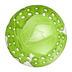 Cabbage Leaf Vegetable Green Round Filigree Ornament (two Sides)
