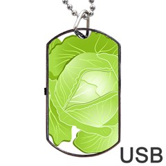 Cabbage Leaf Vegetable Green Dog Tag Usb Flash (two Sides) by Mariart