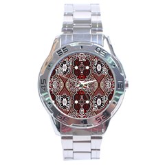 Batik Fabric Stainless Steel Analogue Watch