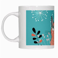 Cat Face Mask Smile Cute Leaf Flower Floral White Mugs