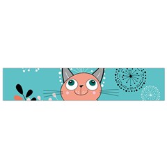 Cat Face Mask Smile Cute Leaf Flower Floral Flano Scarf (Small)