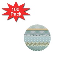 Circle Polka Plaid Triangle Gold Blue Flower Floral Star 1  Mini Buttons (100 Pack) 