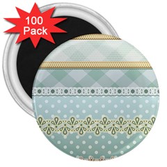 Circle Polka Plaid Triangle Gold Blue Flower Floral Star 3  Magnets (100 Pack) by Mariart