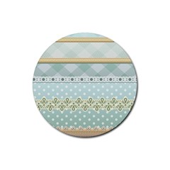 Circle Polka Plaid Triangle Gold Blue Flower Floral Star Rubber Coaster (round) 