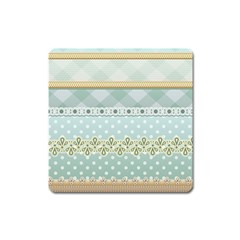 Circle Polka Plaid Triangle Gold Blue Flower Floral Star Square Magnet by Mariart