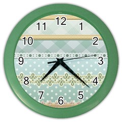 Circle Polka Plaid Triangle Gold Blue Flower Floral Star Color Wall Clocks by Mariart