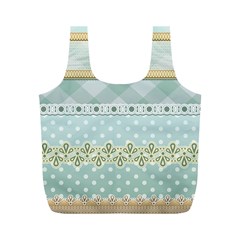 Circle Polka Plaid Triangle Gold Blue Flower Floral Star Full Print Recycle Bags (m) 