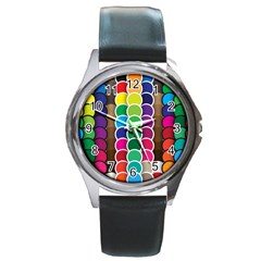 Circle Round Yellow Green Blue Purple Brown Orange Pink Round Metal Watch by Mariart