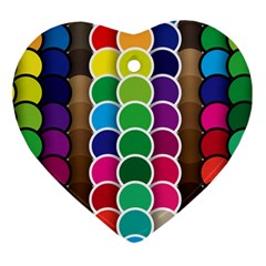 Circle Round Yellow Green Blue Purple Brown Orange Pink Heart Ornament (two Sides)