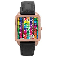 Circle Round Yellow Green Blue Purple Brown Orange Pink Rose Gold Leather Watch 