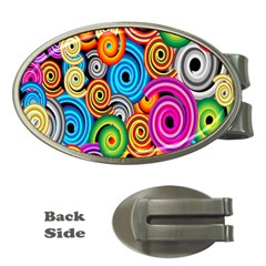 Circle Round Hole Rainbow Money Clips (Oval) 