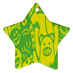 Easter Monster Sinister Happy Green Yellow Magic Rock Ornament (star) by Mariart